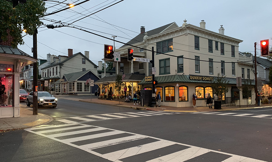 An intersection in New Hope, PA